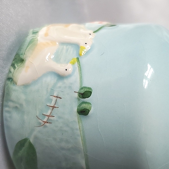 Blue Glaze Bud Vase With Balloons and Geese - Picture 5 of 6